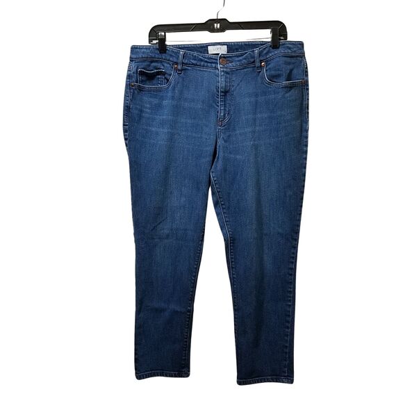 Ann Taylor LOFT Outlet Curvy Skinny Crop Jeans 14 Blue Stretch Denim - Picture 1 of 5